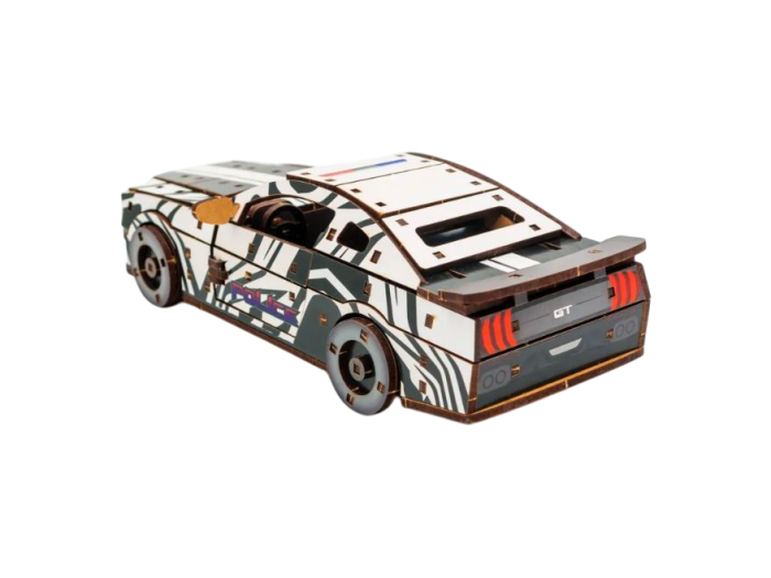 Деревянный 3D конструктор Muscle car GT, Puzzleоk (Puz-00639), 162 деталей (белая) - Фото 2 Деревянный 3D конструктор Muscle car GT, Puzzleоk (Puz-00639), 162 деталей (белая) - изображение 2