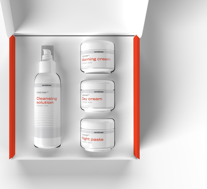 Набір косметики для догляду Odexim Demodex Skin Засіб для вмивання 150 мл + Крем для обличчя ранковий 30 мл + Крем для обличчя денний 30 мл + Паста для обличчя на ніч 30 мл (5903689118293) - зображення 3