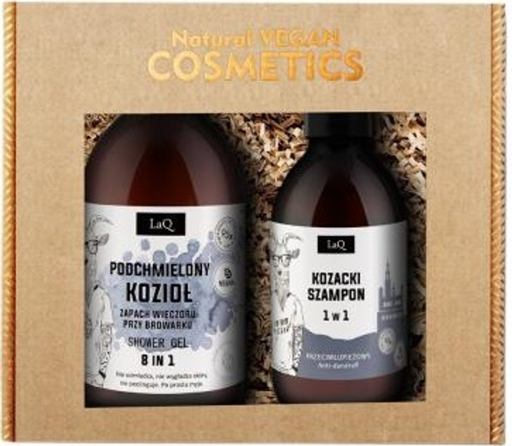Набір косметики для догляду LaQ Natural Vegan Cosmetics Гель для душу Kozioł 8 в 1 500 мл + Шампунь Козацький 300 мл (5905669761215) - зображення 1
