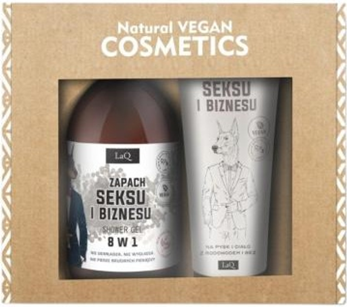 Набір косметики для догляду LaQ Natural Vegan Cosmetics Запах сексу та бізнесу Гель для душу 8 в 1 500 мл + Лосьйон для тіла 200 мл (5905778571309) - зображення 1