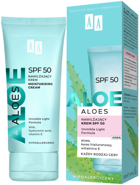 Крем для обличчя AA Cosmetics Aloes зволожувальний SPF 50 40 мл (5900116100050) - зображення 2