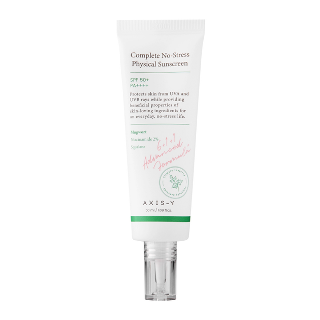Солнцезащитный крем с физическими фильтрами AXIS-Y Complete No-Stress Physical Sunscreen SPF50+/PA++++, 50 мл - Фото 1 Солнцезащитный крем с физическими фильтрами AXIS-Y Complete No-Stress Physical Sunscreen SPF50+/PA++++, 50 мл - изображение 1