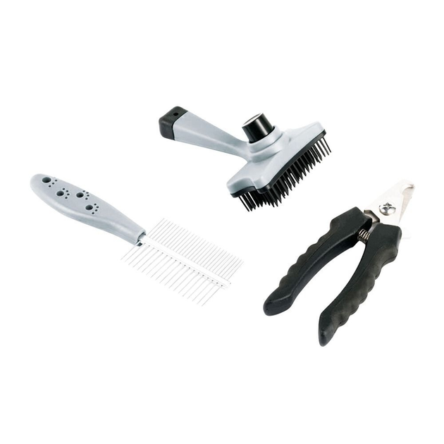 Trymer dla zwierząt Activ Pet 6 nasadek Grzebien Kliper Szczotka Nozyczki Pilnik Czarny (5901619988800) - obraz 2