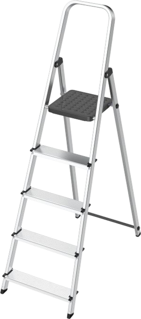 Алюмінієва одностороння драбина ModernHome by Multistore 5 сходинок складна з платформою WK4026-5 (5905817009268) - зображення 1