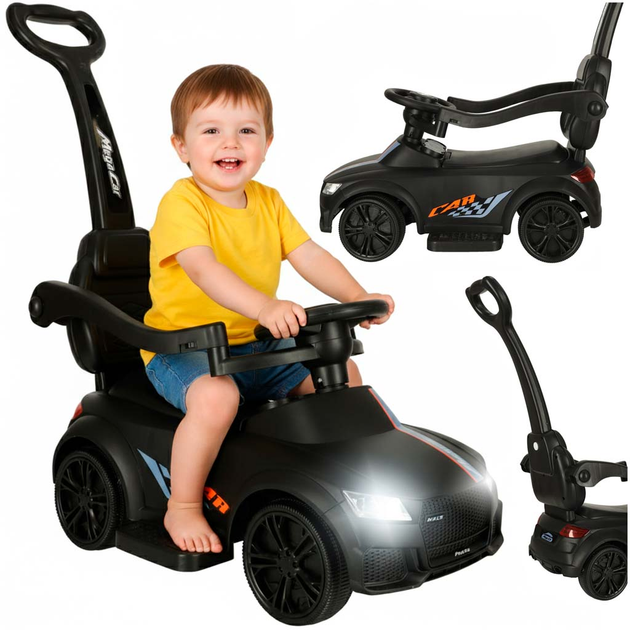 Jeździk pchacz Ricokids Samochód 3w1 z dźwiękiem i światłami Czarny (5903039742079) - obraz 6