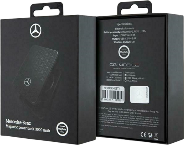 УМБ Mercedes-Benz Stars Pattern MagSafe 3000 mAh 10W Black (3666339145989) - зображення 4
