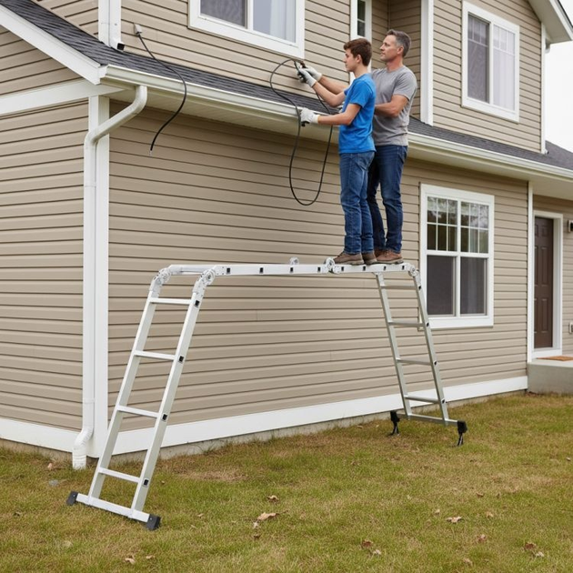 Drabina aluminiowa wielofunkcyjna ModernHome by Multistore 4 x 4 przegubowa składana WK4210-4B (5905817009244) - obraz 7