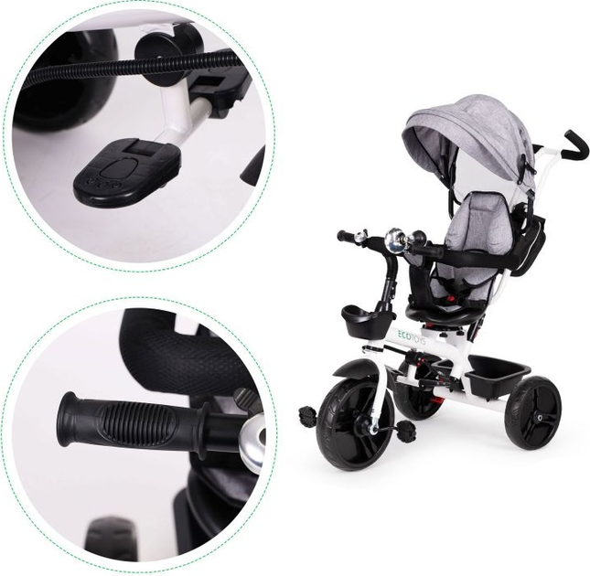 Rowerek trójkołowy EcoToys z obracanym siedziskiem 360° JM-322 Szary (5903769974238) - obraz 8