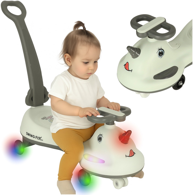 Jeździk grawitacyjny Swing Fix S1 LED Skuter z rączką Szary Max 65 kg (5903039765924) - obraz 8