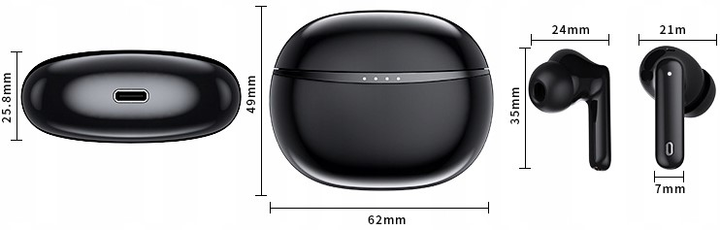 Бездротові вкладиші‑навушники Bemi Tutti BBTATUTBB Bluetooth 5.1 Чорні (6972689172429) - зображення 6