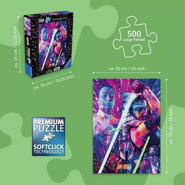 Пазл Ravensburger Star Wars Асока 500 елементів 12001340 (4005555013402) - зображення 3
