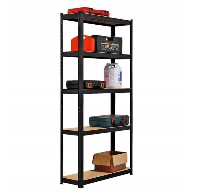 Стеллаж металлический на 5 полок, нагрузкой до 875 кг LEOBRO LB-R117 Black 150 х 70 х 30 см, 175кг/полка, черный - изображение 5
