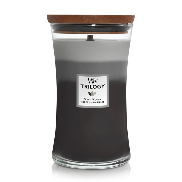 Ароматична свічка з тришаровим ароматом Woodwick Large Trilogy Warm Woods 609 г - Фото 1 Ароматична свічка з тришаровим ароматом Woodwick Large Trilogy Warm Woods 609 г - зображення 1