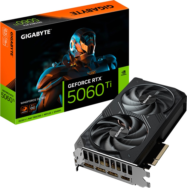 Відеокарта Gigabyte PCI-Ex GeForce RTX 5060 Ti Windforce OC 16GB GDDR7 (128bit) (2572/28000) (3 x DisplayPort, HDMI) (N506TWF2MAX_OC-16GD) - зображення 9