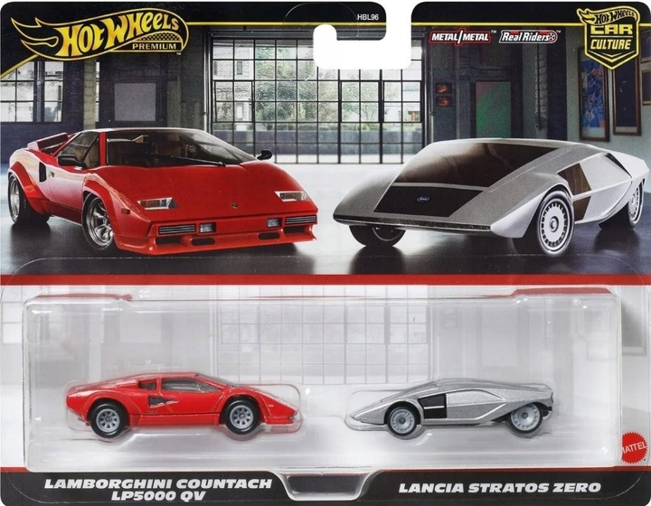 Zestaw pojazdów kolekcjonerskich Mattel Hot Wheels Premium Car Culture Lamborghini Countach LP5000 QV / Lancia Strator Zero (0194735262649) - obraz 1