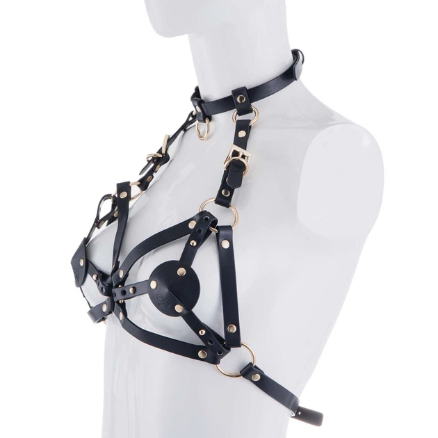 Портупея на грудь LOCKINK SEVANDA Queen Chest Harness with Removable Bra, чорна, зі знімними пестис - изображение 2