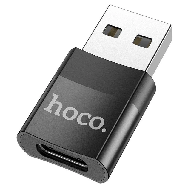 Адаптер Hoco UA17 USB Male to Type-C female USB 2.0 adapter Чорний - Фото 1 Адаптер Hoco UA17 USB Male to Type-C female USB 2.0 adapter Чорний - изображение 1