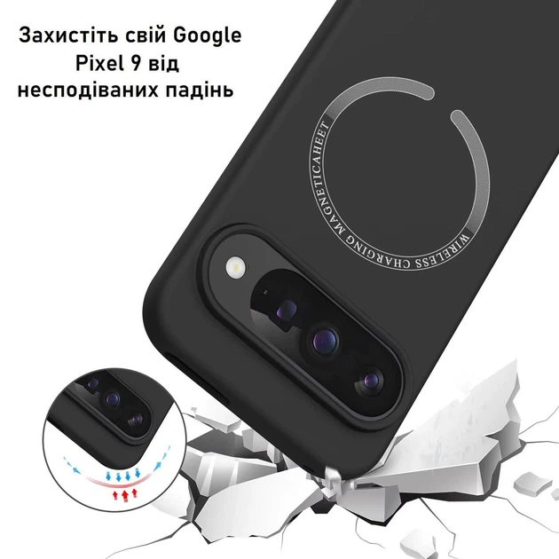 Чохол AeronGuard з підтримкою безпровідного заряджання MagSafe та мікрофіброю всередині для Google Pixel 10 Чорний - изображение 2