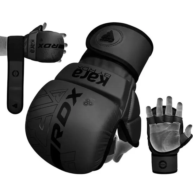 Рукавички греплінгові для ММА RDX F6 KARA Matte Plus розмір S/M, чорні - изображение 5
