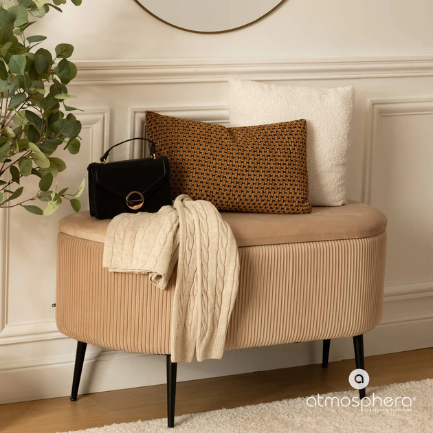 Pufa do przedpokoju Atmosphera Solaro ze schowkiem Beżowa (3560232983191) - obraz 7