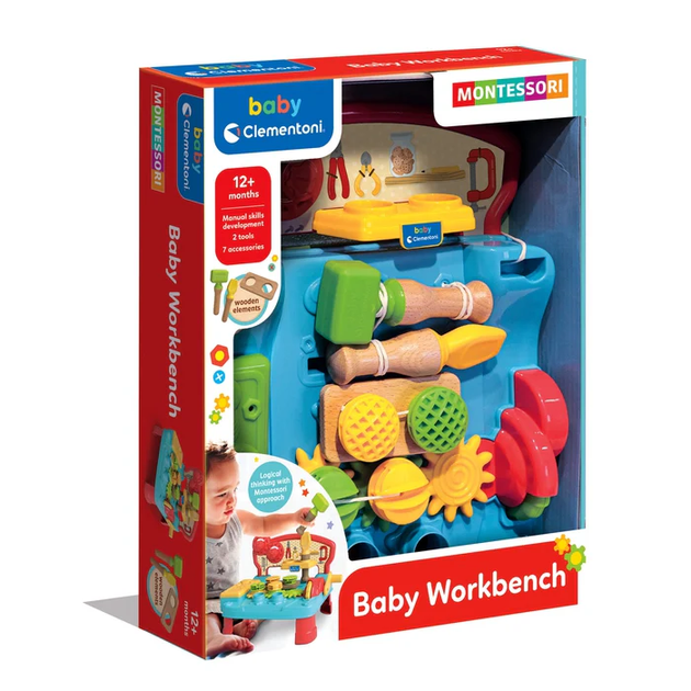 Stolik Montessori Clementoni Baby warsztatowy z drewnianymi elementami (8005125179688) - obraz 3