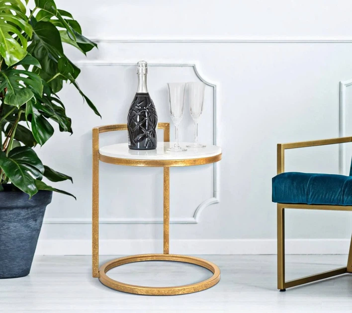 Журнальний столик Mauro Ferretti зі стільницею з імітацією мармуру 40 см (8024609348648) - зображення 7