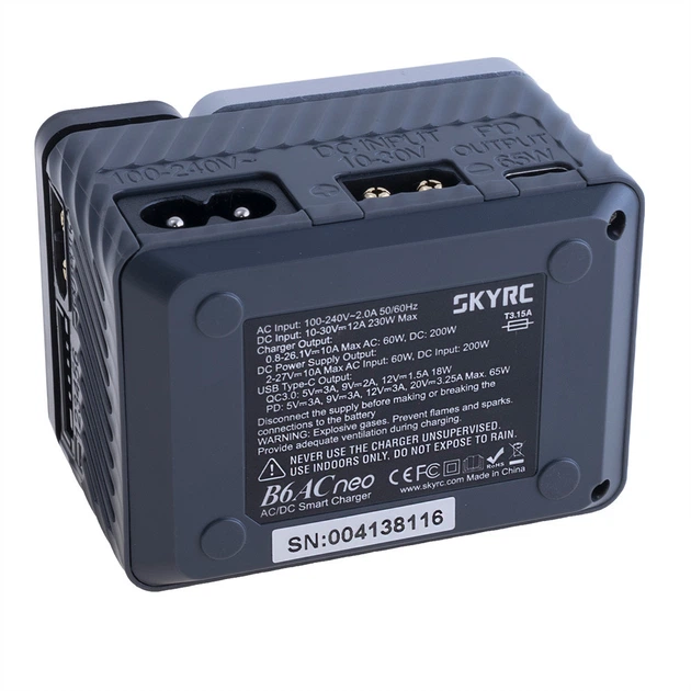 Розумне зарядне SkyRC B6ACneo SK-100200-01, LiPo LiHV LiFe Liion 1-6S, NiMh, Pb, 200W 10А, від 220V - изображение 7