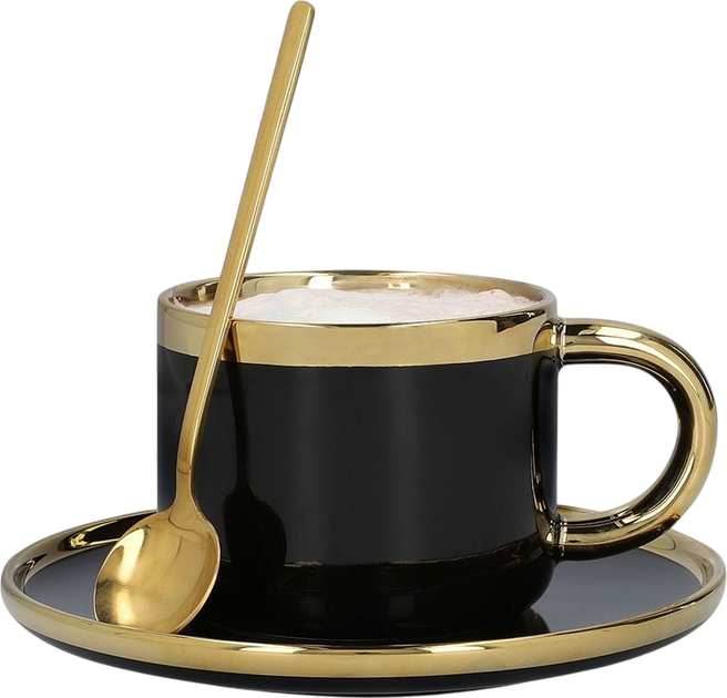 Чашка Homla Sinnes з блюдцем та ложечкою чорна 0.2 л (5902869978061) - зображення 1