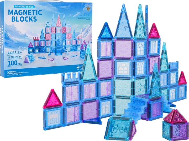 Zestaw klocków magnetycznych Ice Snow 100 elementów ZKL.Z024 (5903864973747) - obraz 1