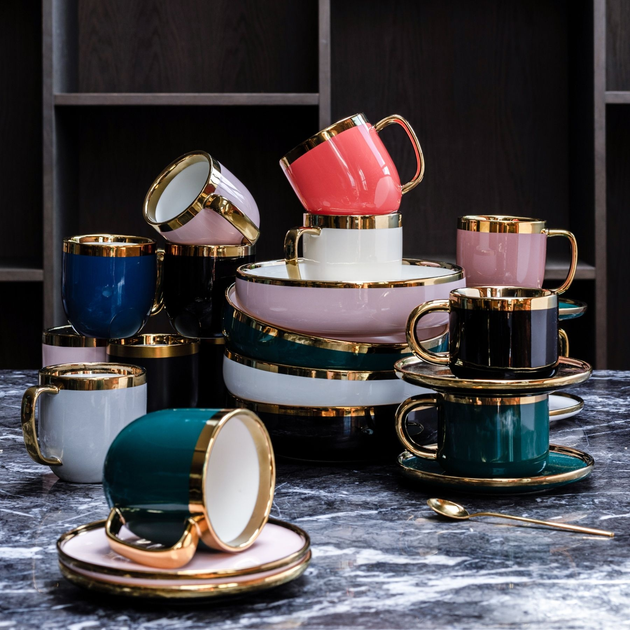 Чашка Homla Sinnes з блюдцем та ложечкою чорна 0.2 л (5902869978061) - зображення 8