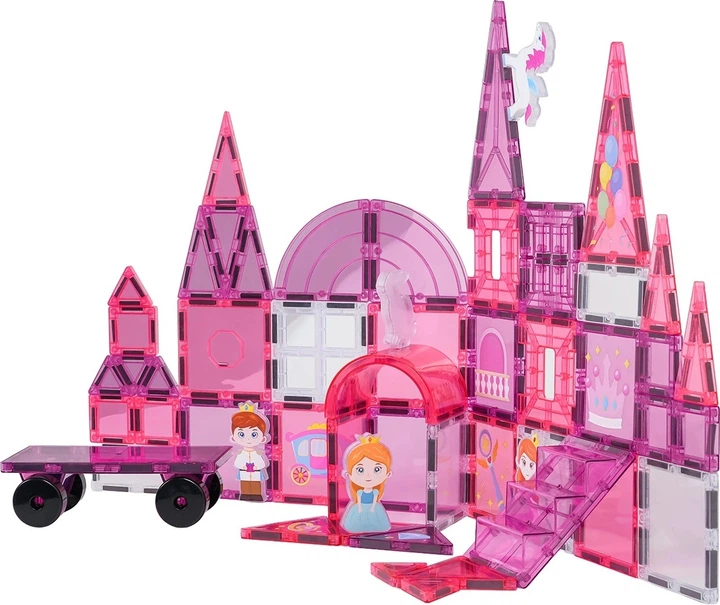 Klocki konstrukcyjne magnetyczne Księżniczka różowa 58 elementów ZKL.X6031 (5903864973839) - obraz 3