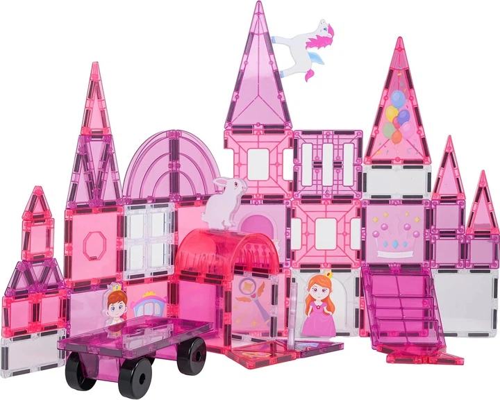 Klocki konstrukcyjne magnetyczne Księżniczka różowa 58 elementów ZKL.X6031 (5903864973839) - obraz 4