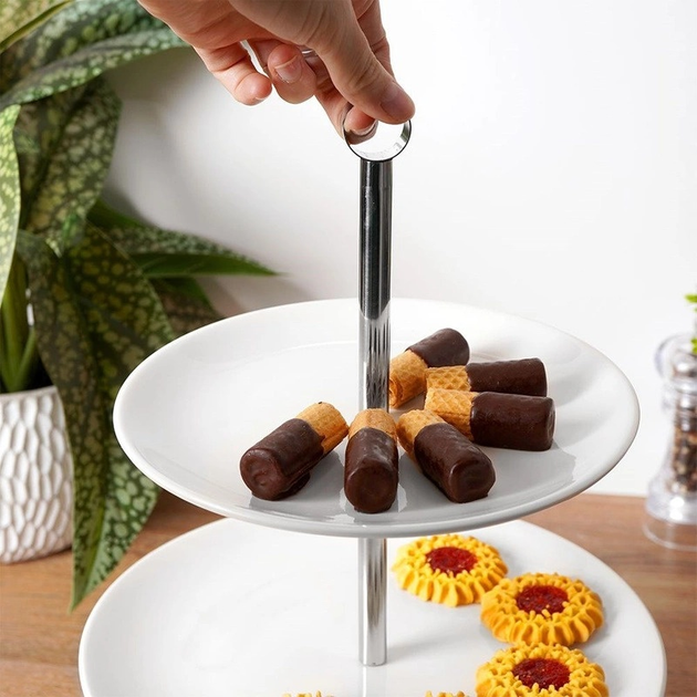 Підставка Orion порцелянова 2-рівнева Біла 25 см (8592381150624) - зображення 4