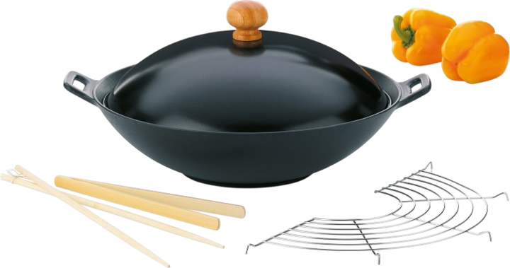 Zestaw Kela Asia wok żeliwny 36 cm + akcesoria 5 el (4025457779435) - obraz 1