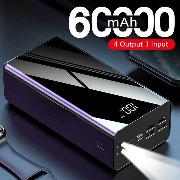 Power Bank 60000 mAh повербанк з екраном та ліхтариком 115 Black (15341) - зображення 2