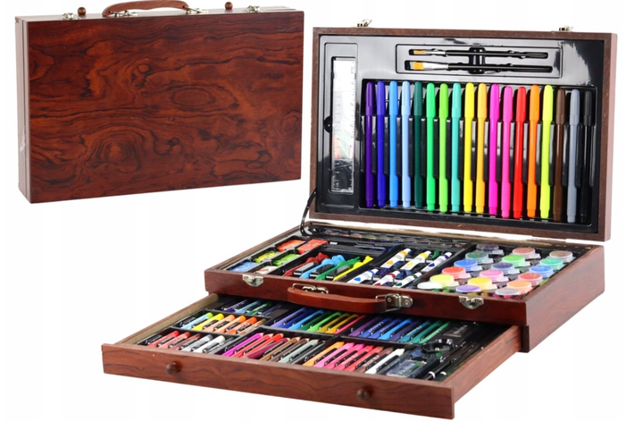 Художній набір LEAN Toys у дерев’яній валізі 123 елементи (5905991002352) - зображення 1