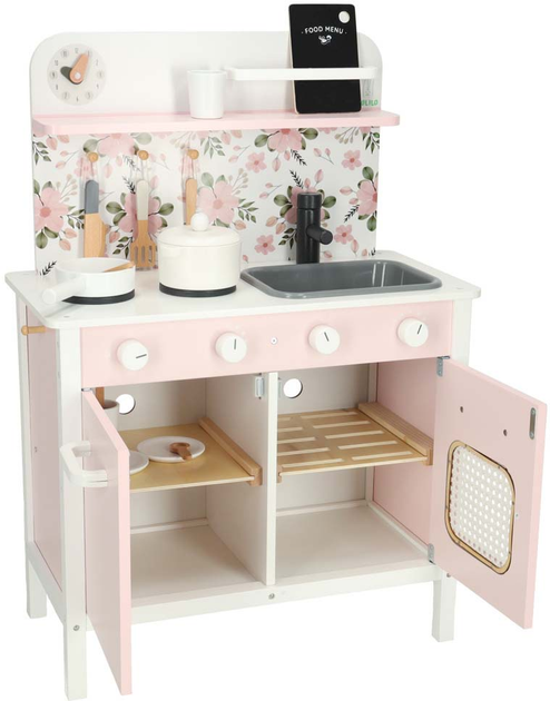 Kuchnia drewniana MDF Lulilo FLORO z akcesoriami Różowa 82 cm (5903039750166) - obraz 3