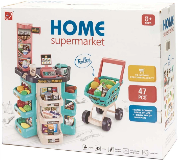 Магазин для дітей Shantou Супермаркет прилавок візок для покупок з аксесуарами KX6395(5903039709652) - зображення 12