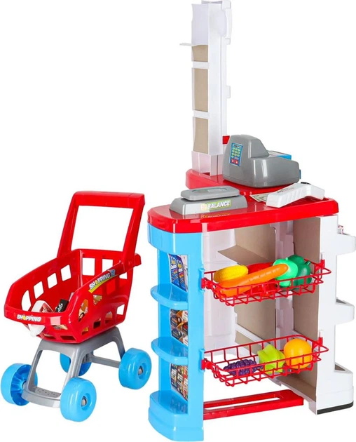 Магазин для дітей Shantou Супермаркет прилавок візок для покупок з аксесуарами KX6394 (5903039709645) - зображення 3