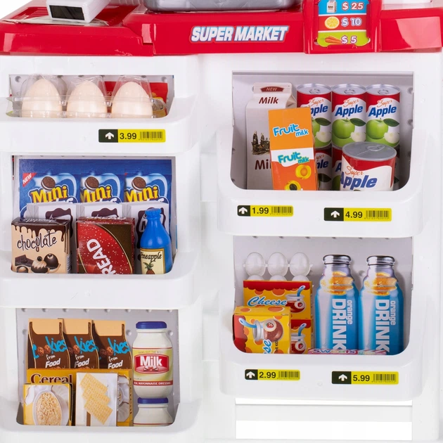 Магазин для дітей Shantou Супермаркет прилавок візок для покупок з аксесуарами KX6394 (5903039709645) - зображення 9