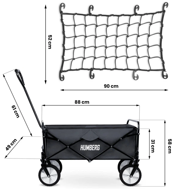 Wózek transportowy Humberg HM-511 składany z siatką 80 l (5903890631994) - obraz 6