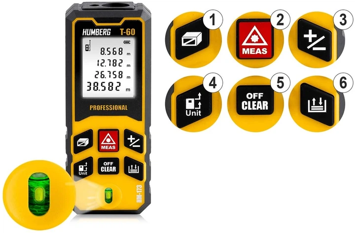 Лазерний далекомір Humberg HM-173 60 м (5903890624828) - зображення 5