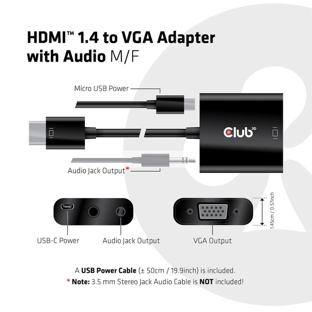 Przejściówka Club 3D HDMI 1.4 - VGA (mit Audio) St/Bu - obraz 3