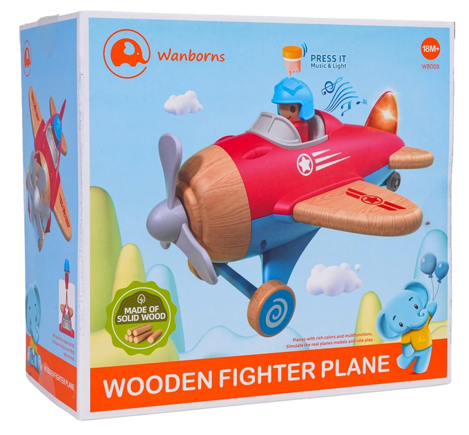 Zestaw do zabawy Drewniany samolot Czerwony ZDR.WB008C.CR (5903864971286) - obraz 1