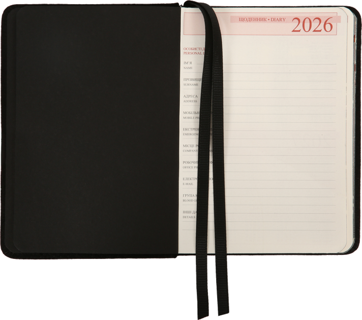 Ежедневник датированный 2026 (А6, твердая обложка, черный) Leo Planner Luna 252706 - изображение 5