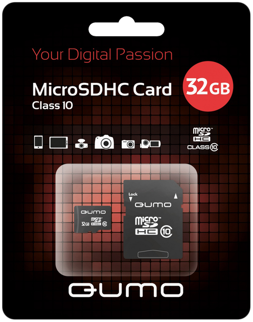 Карта памяти Qumo 32 GB microSDHC class 10 + SD adapter - изображение 1