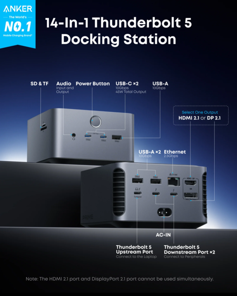 Мережевий зарядний пристрій Anker Prime Docking Station Black - изображение 6