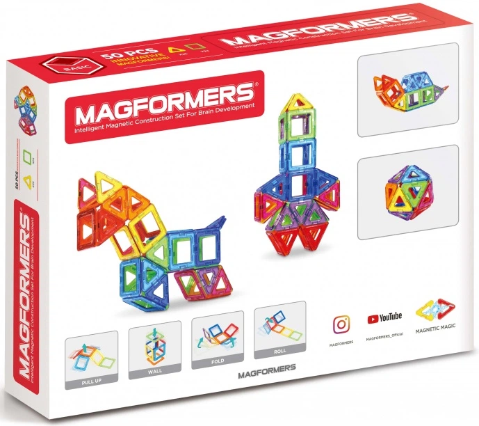 Magnetyczny zestaw konstrukcyjny Magformers Zestaw podstawowy 50 elementów (701006) (8809134360446) - obraz 2