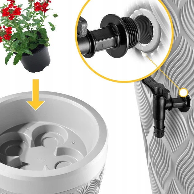 Zbiornik na deszczówkę z podstawką Kadax Reveret 240 L Biały - obraz 5