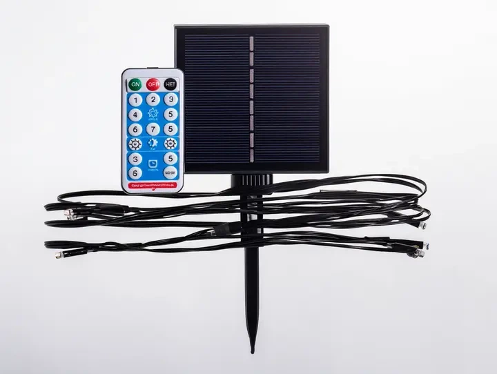 Уличная гирлянда Нить 500 LED 50 м на солнечной батарее черный провод желтый свет ip65 энергосберегающая - изображение 3
